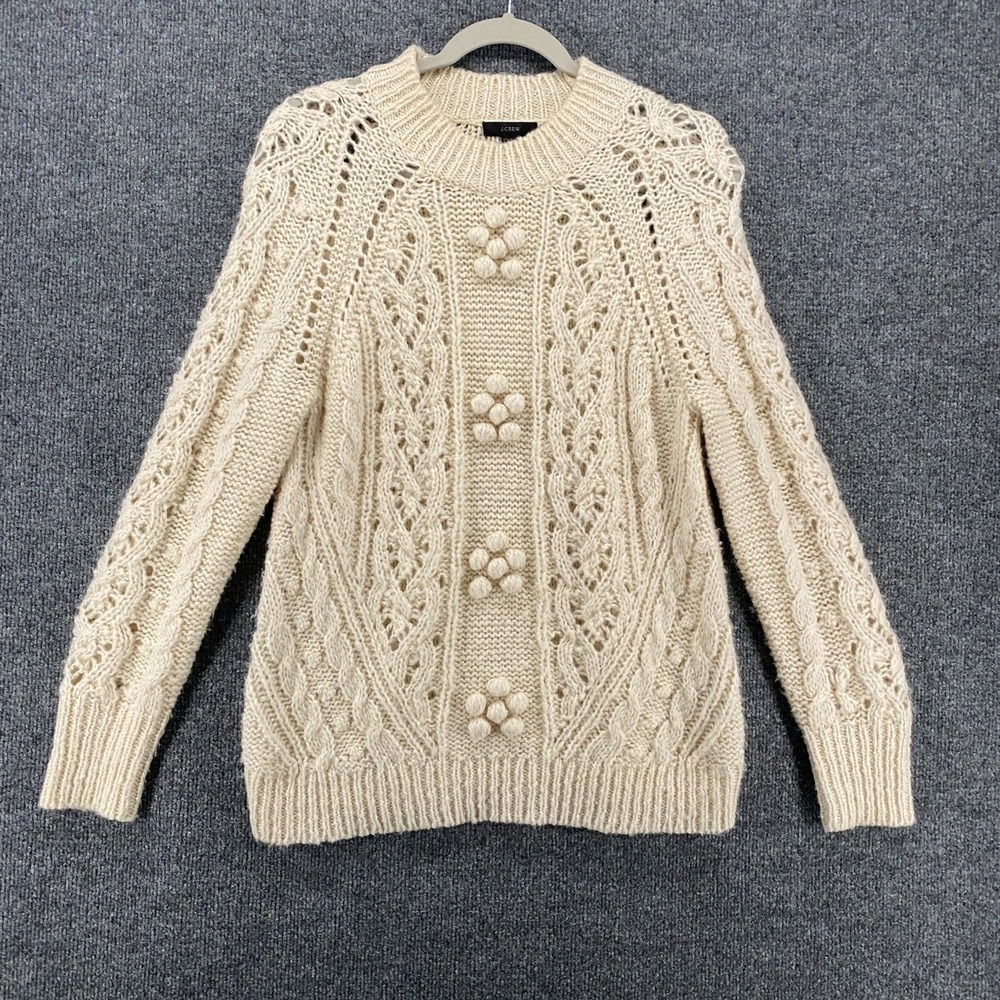 J Crew Sweater Womens XS Alpaca Wool Pullover Chunky Fisherman Old Money Layer